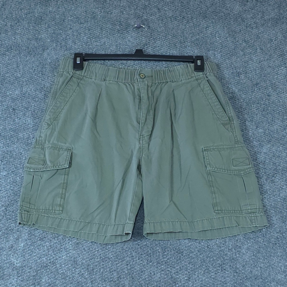 Tommy Bahama Men M Cargo Shorts Olive Green Relaxed Elastic Waist Cotton